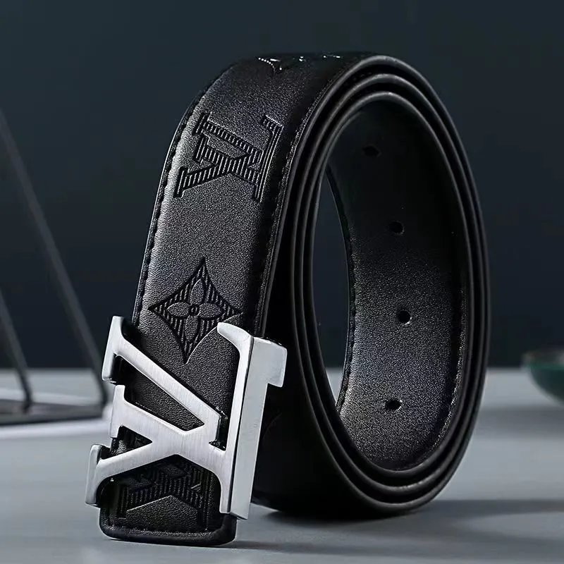 Embossed Black L with Silver Buckle