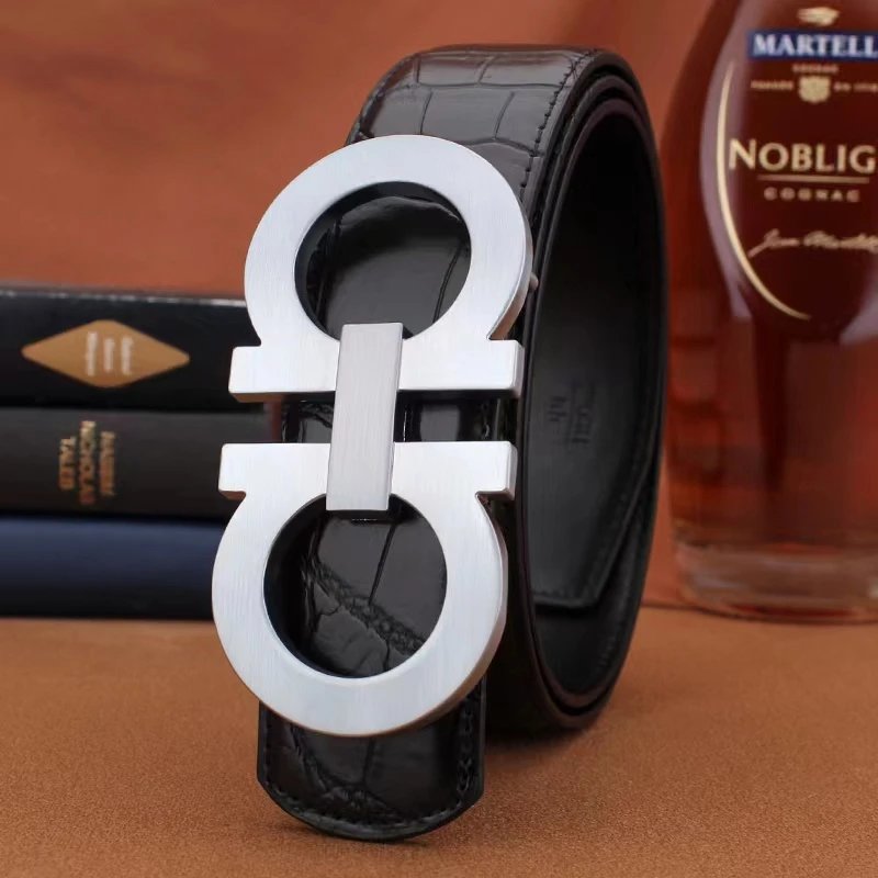 H黑底肚皮纹 8字银扣