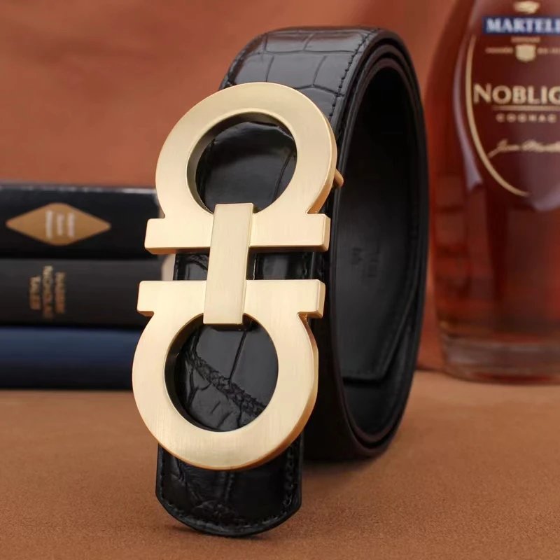 H黑底肚皮纹 8字金扣