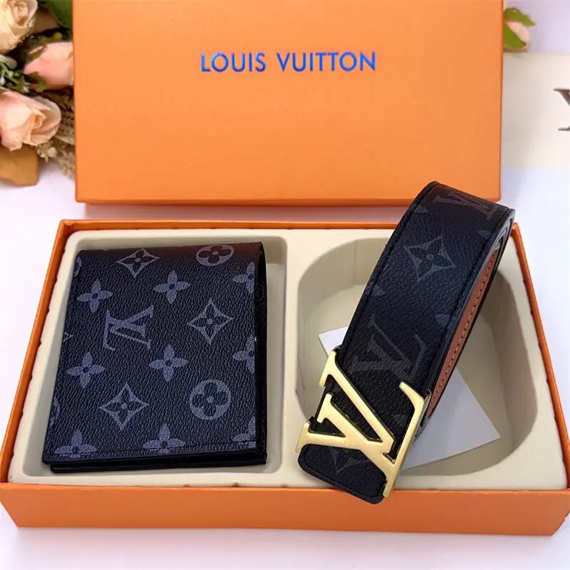 Black Floral Gold Buckle Wallet Gift Box Set