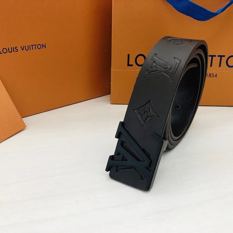 Embossed Black L with Black Buckle