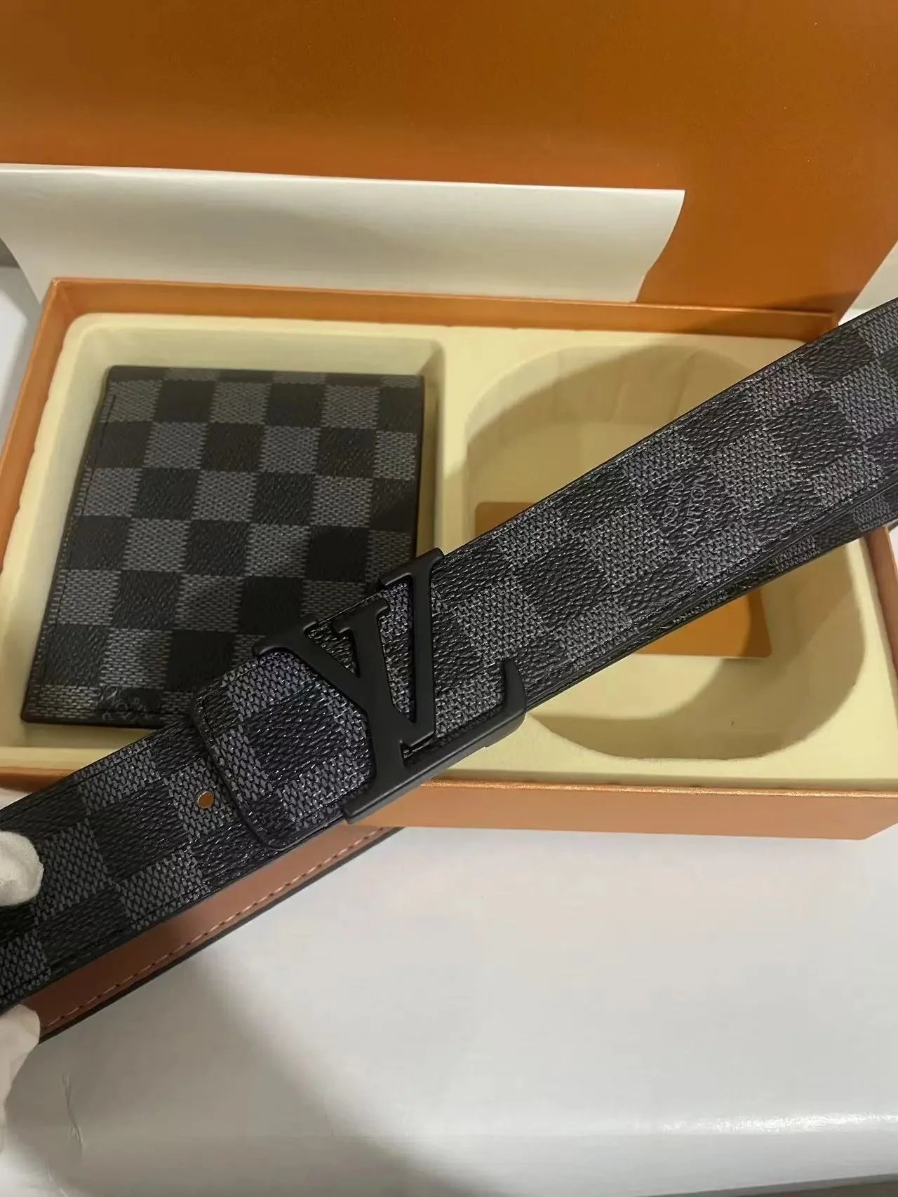 Black Check Black Buckle Wallet Gift Box Set