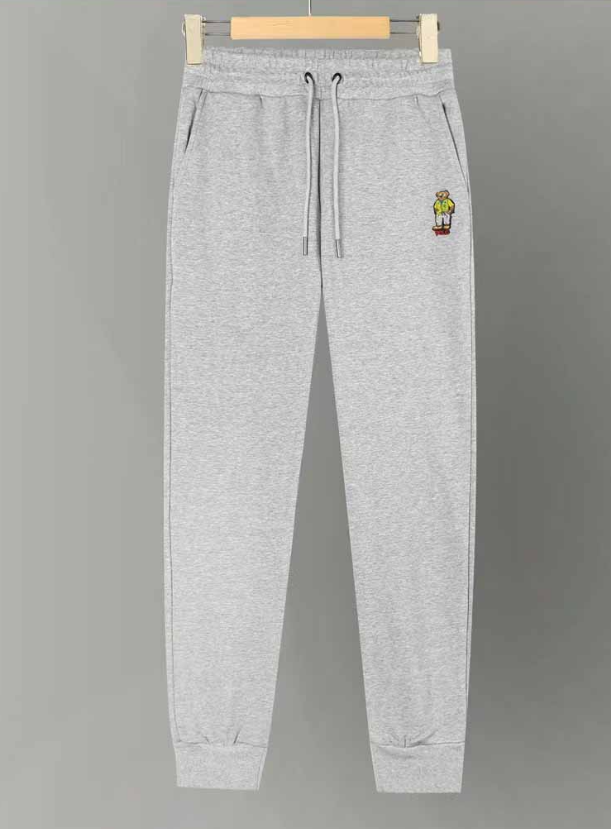 Grey teddy bear embroidered pants