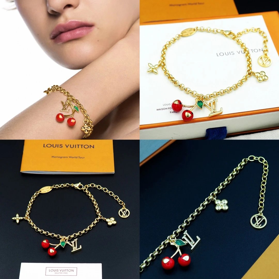 Louis Vuitton Cherry Charm Bracelet Gold Jewelry - 11