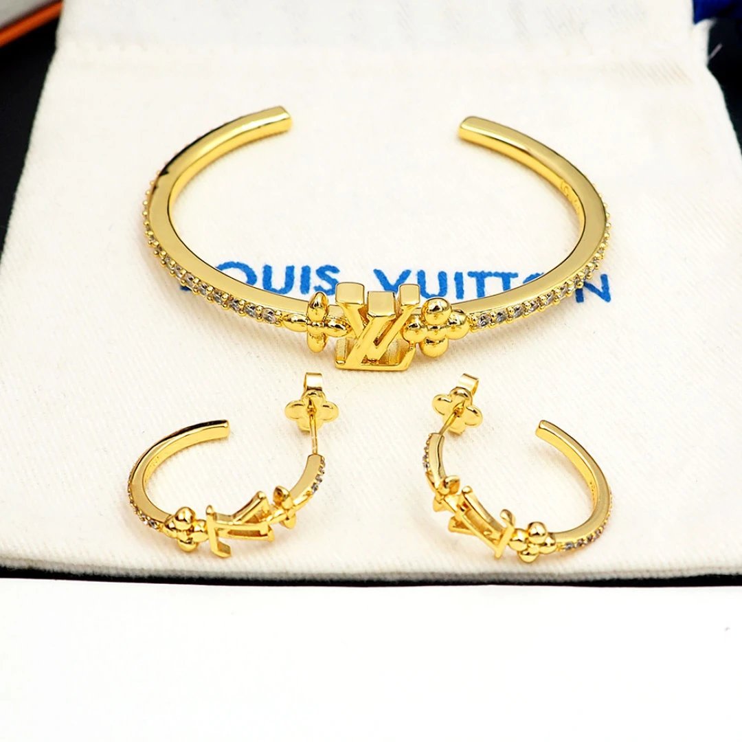 Louis Vuitton LV Volt Bracelet Gold Crystal Cuff - 11