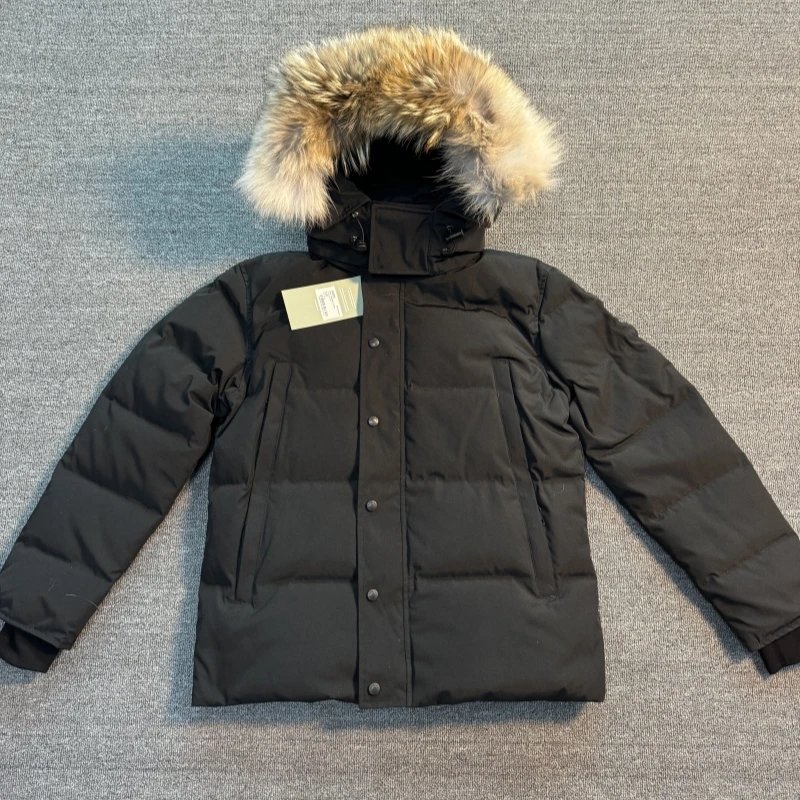Wyndham parka big goose winter man and women warmth big fur jacket