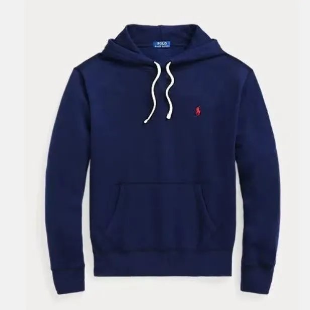 White string navy blue hoodie