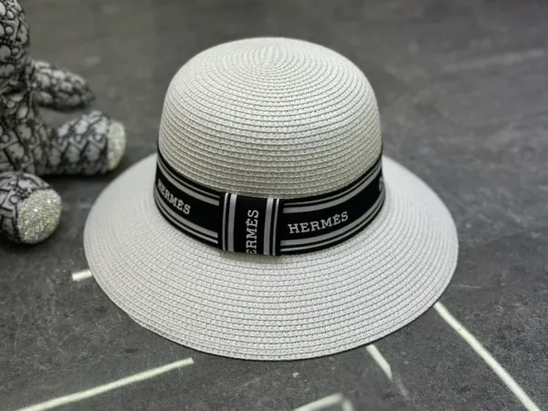 Hermès Wide Brim Straw Hat White - 1