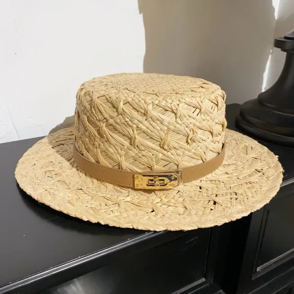 Hermès Kelly Straw Hat Beige Woven Raffia Hat - 1