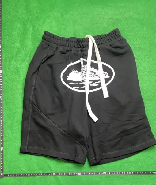 Design Graphic Print Drawstring Shorts Black - 1