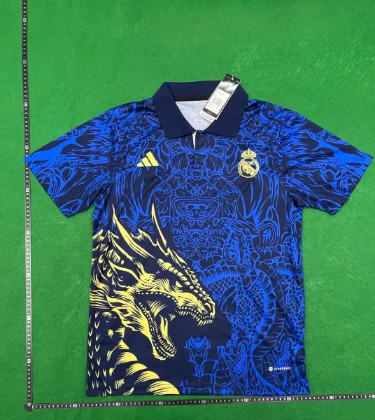 Adidas Real Madrid Dragon Graphic Polo Navy Blue Tops Polo - 1