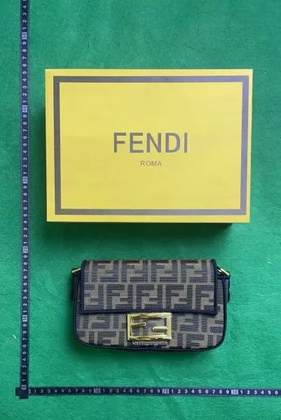 Fendi Ff Logo Mini Crossbody Bag Navy and Beige - 1