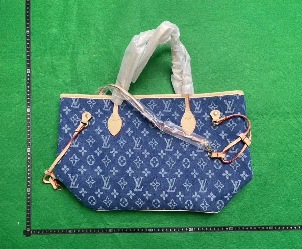 Louis Vuitton Neverfull MM Denim Monogram Blue Tote Bag - 1