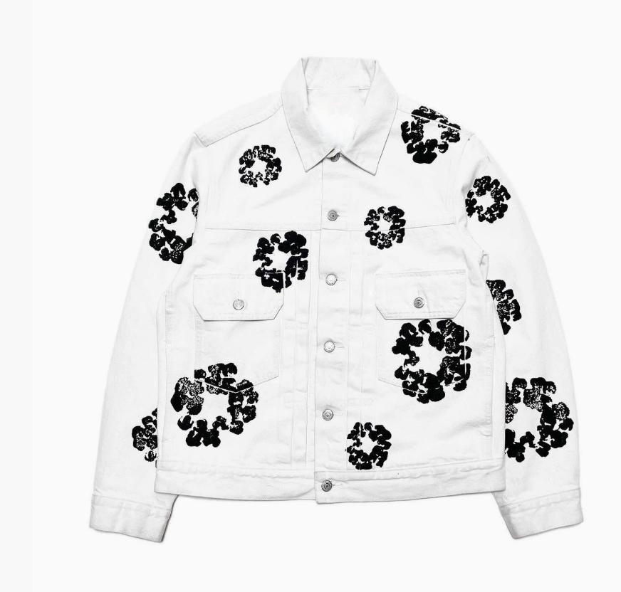 Fashionable high street denim jacket with patterns