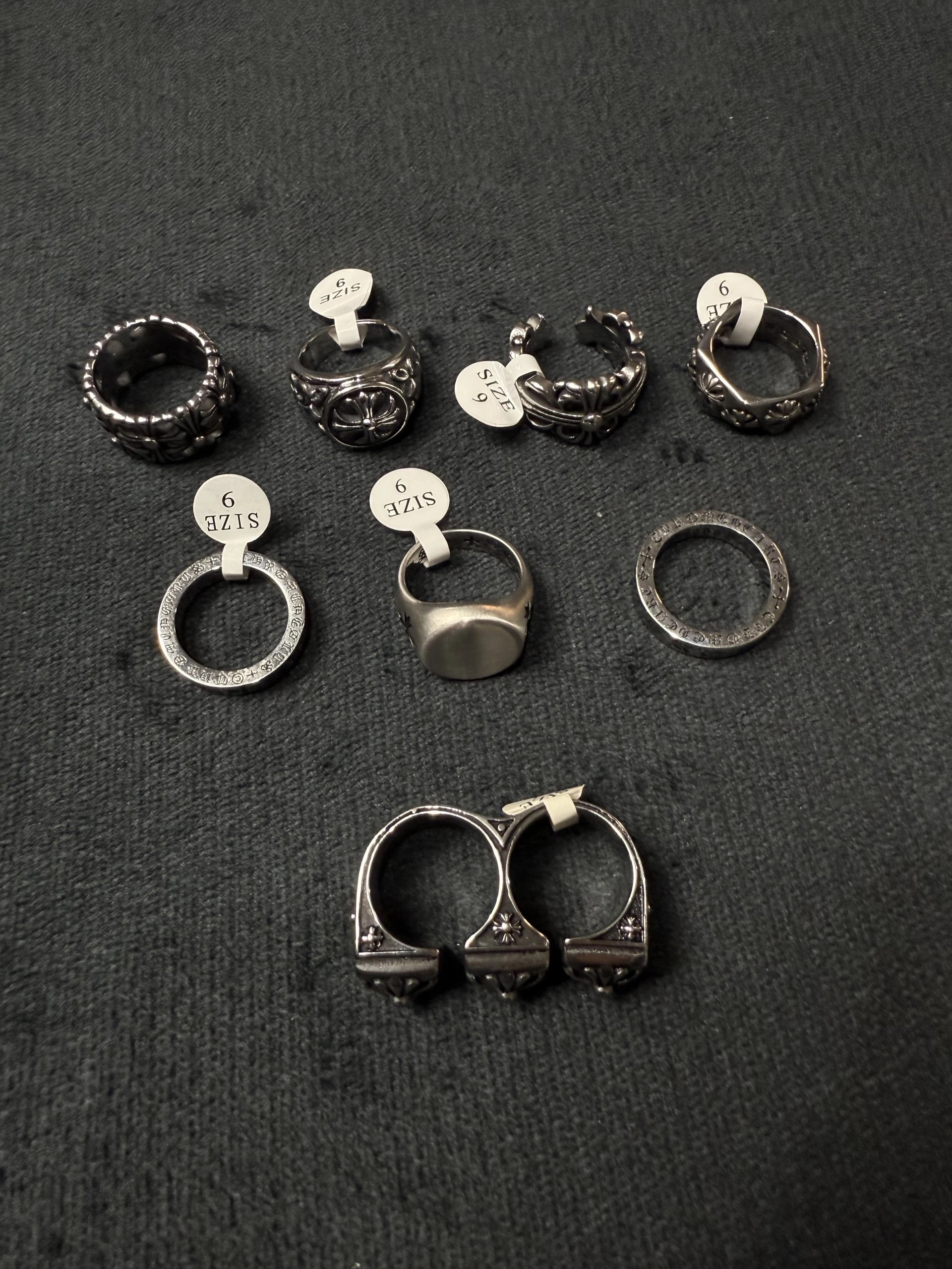 Silver Tone Vintage Floral Carved Ring Set Antique Style