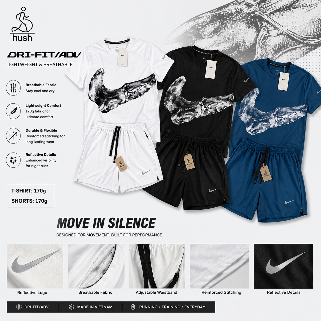 Hush | NIKE Quick-Dry Running Set |yupoo： https://hushbuy.x.yupoo.com/albums/240649180?uid=1&isSubCat