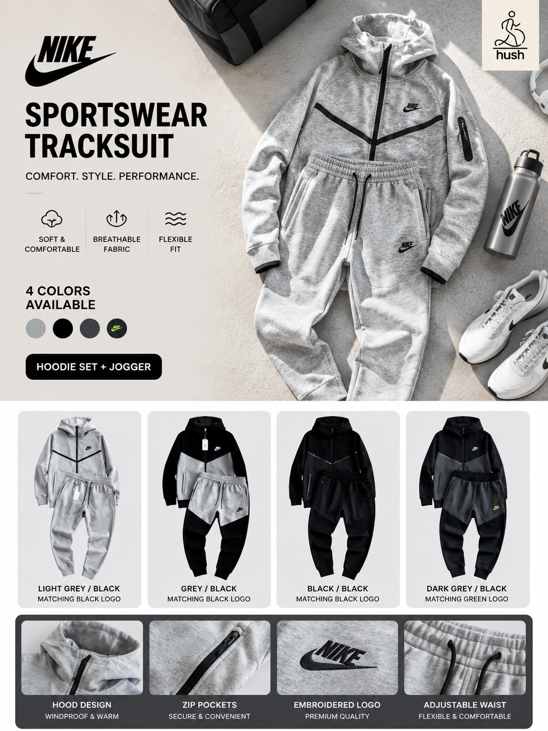 Hush | NIKE Windrunner Tracksuit Collection |yupoo: https://hushbuy.x.yupoo.com/albums/251358513?uid