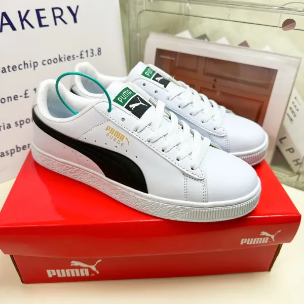 Puma Suede White Black Gold Sneakers - 1