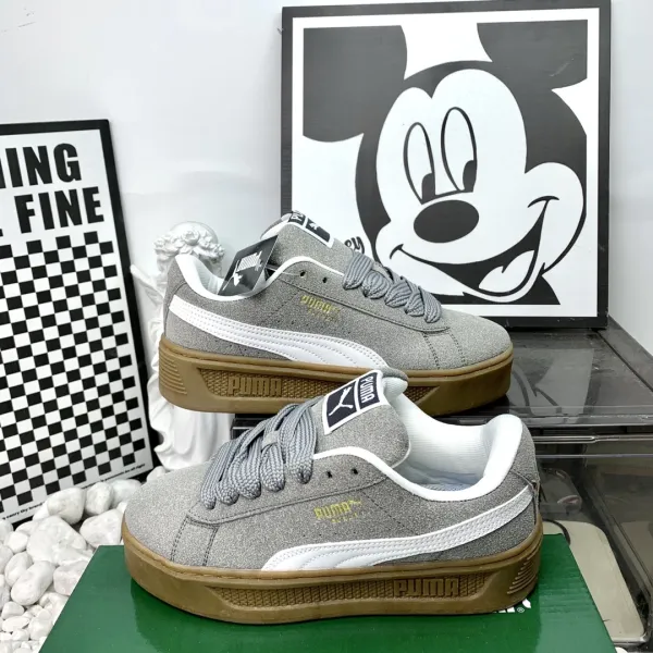 Puma Platform Sneakers Gray Glitter Gum Sole Sneakers - 1