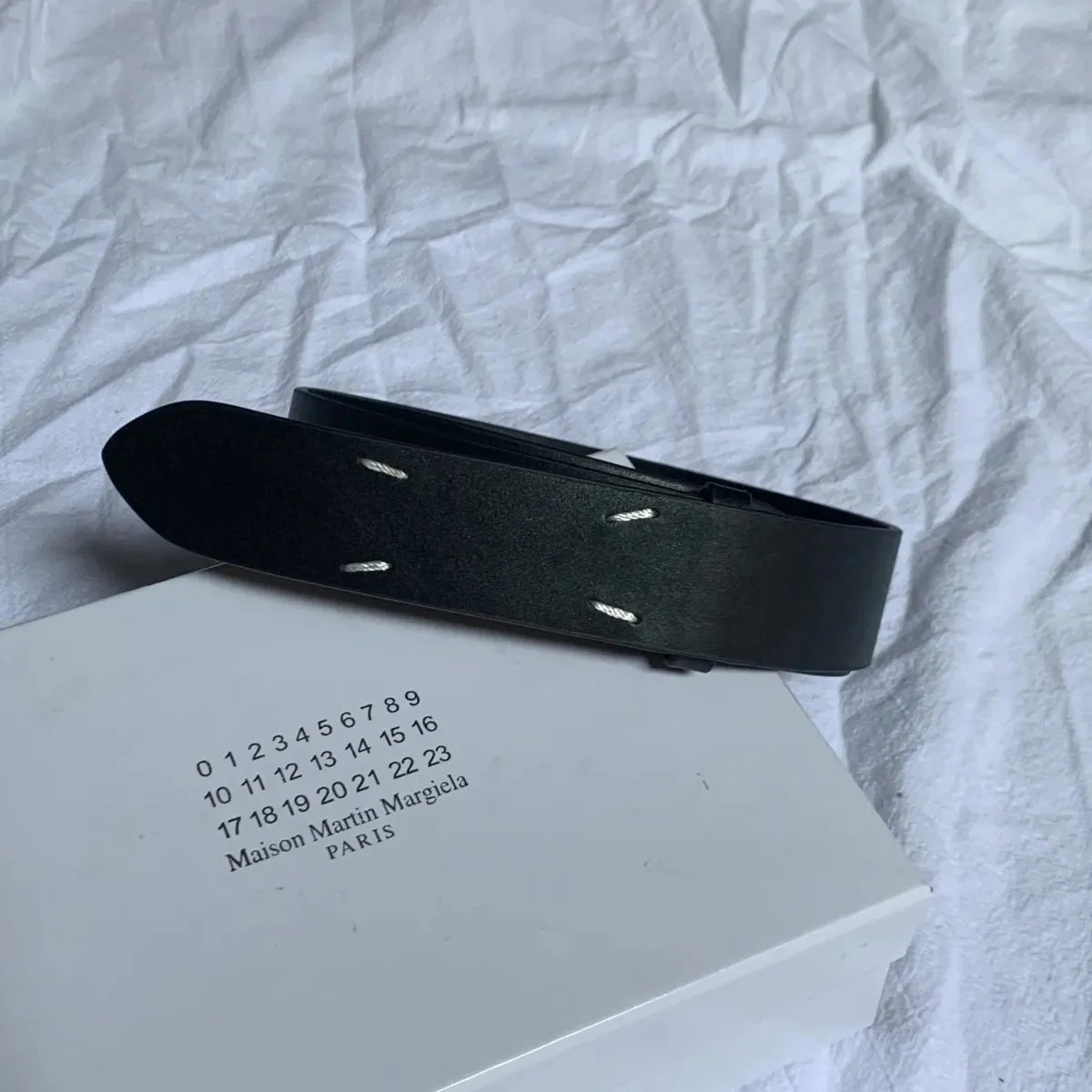 Maison Martin Margiela Black Leather Belt with Silver Studs