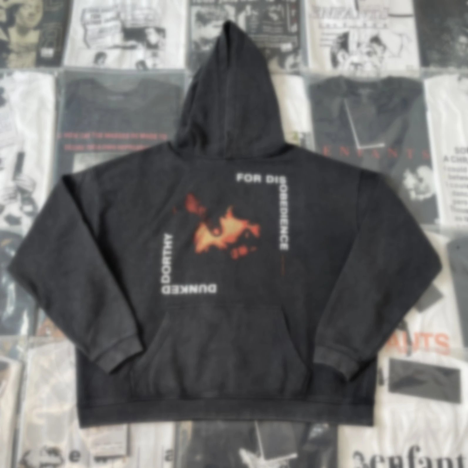 E32 Religious Portrait Washed Black Hoodie