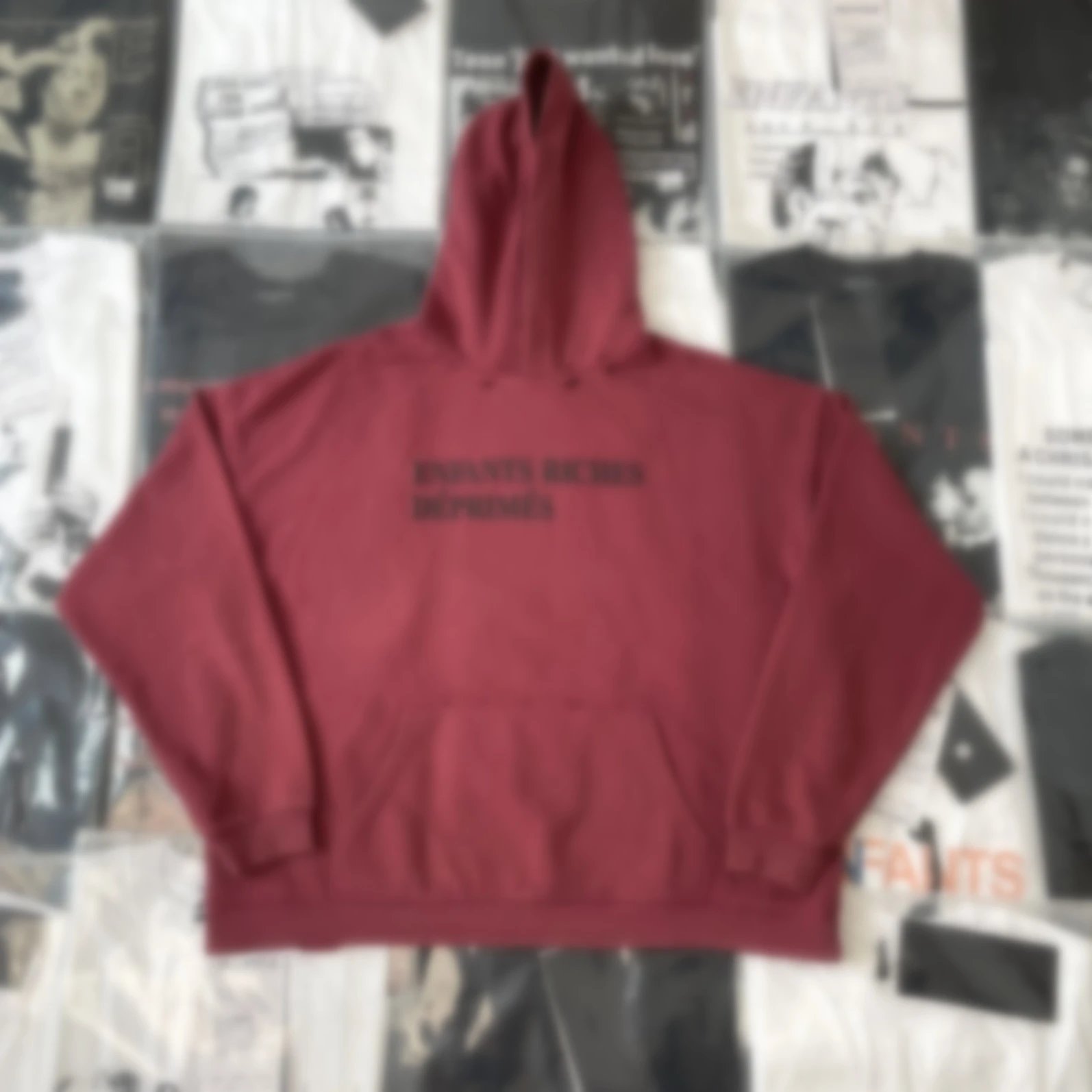 E21 Foam Print Slogan Rose Red Hoodie