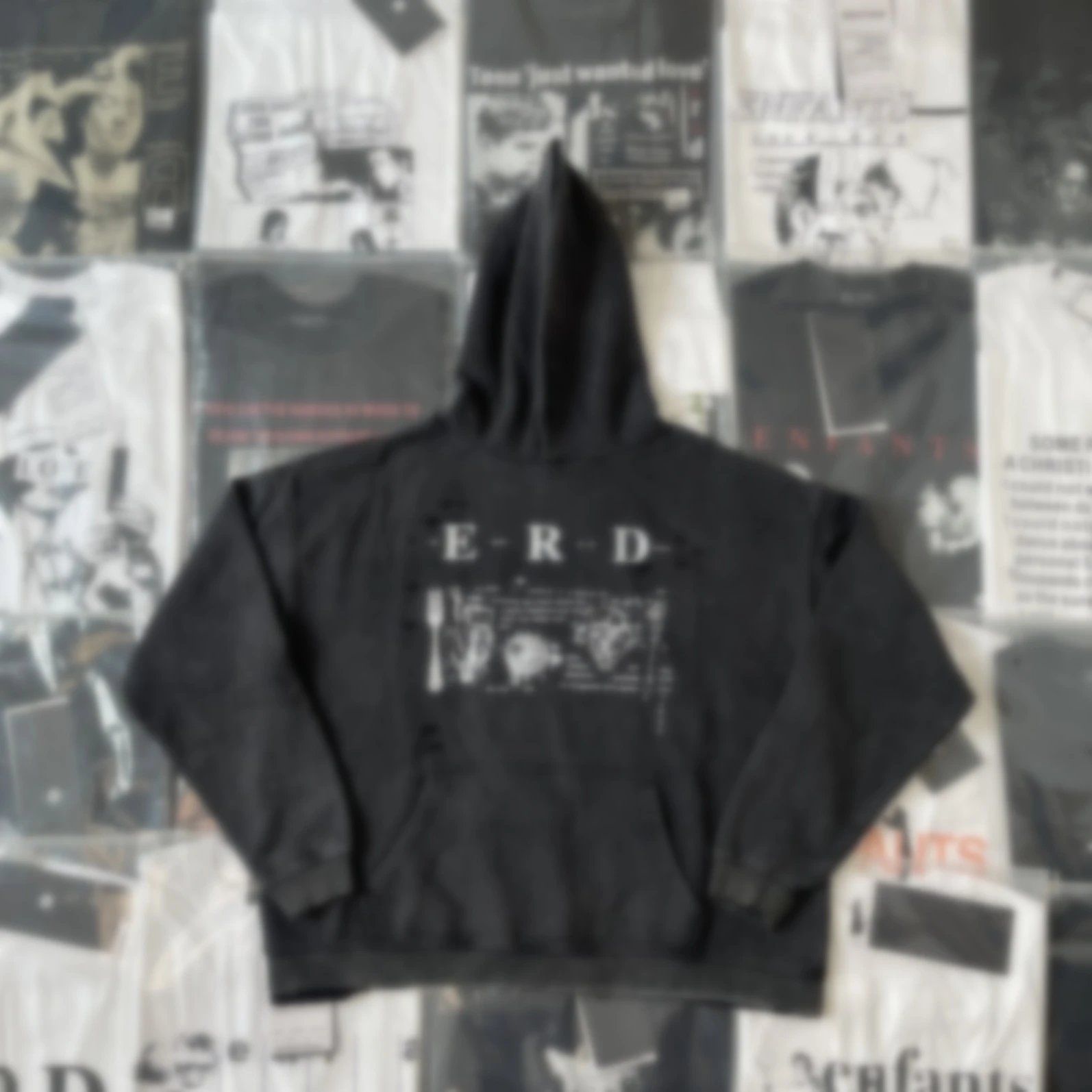 E29 War and Me Washed Black Hoodie
