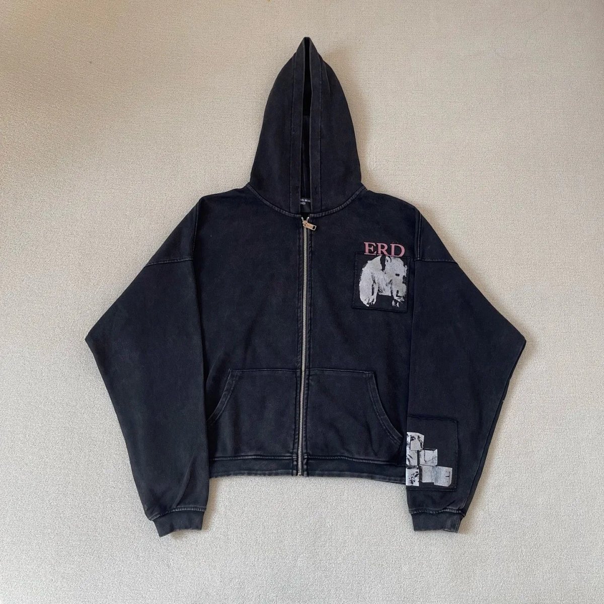 Gradient Dye Casual Hoodie Washed