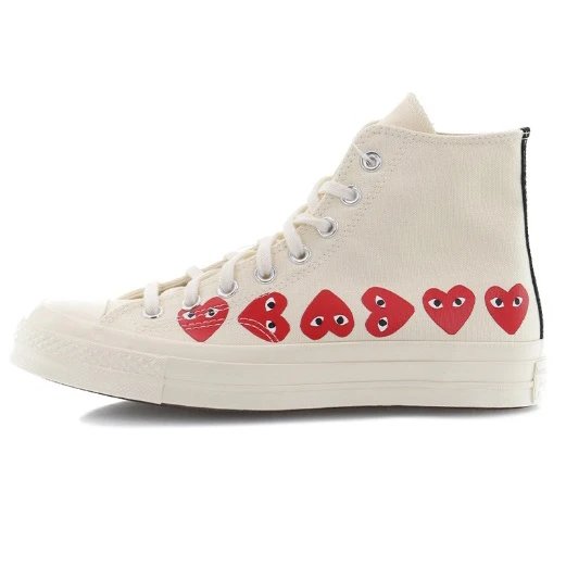 Comme des Garcons White High Top Multi Heart