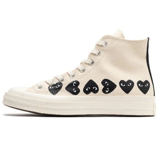 Comme des Garcons White High Top Black Heart