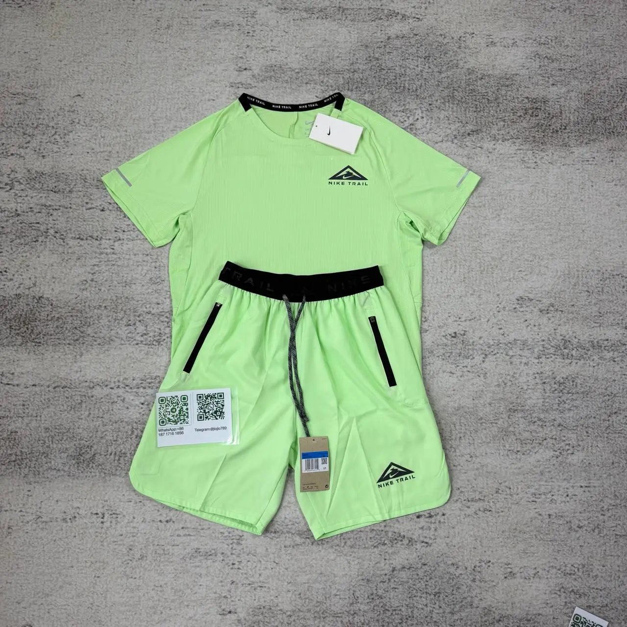 Nike Matching Sets Trail short-sleeve T-shirt and zip-pocket shorts set image 8