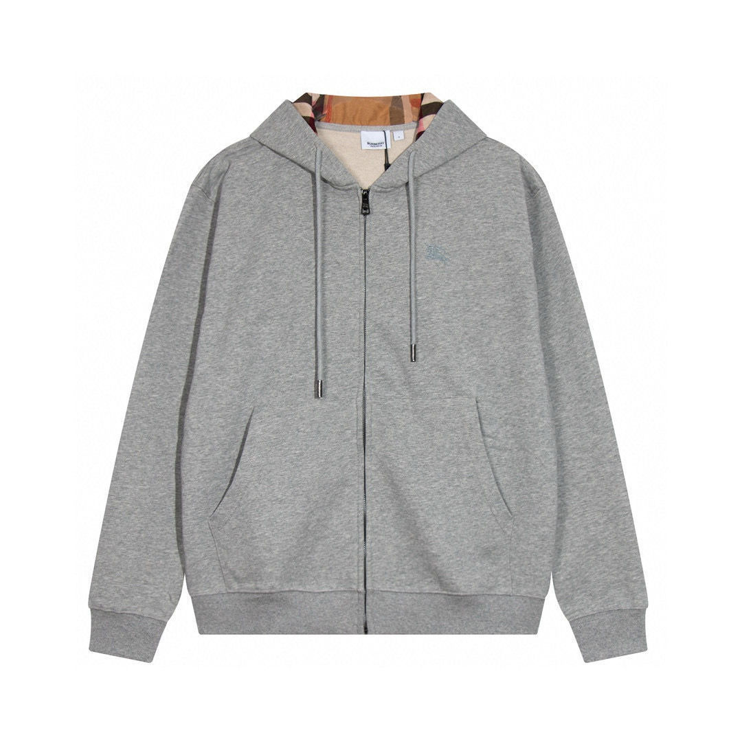 Burberry Hoodies & Sweatshirts Check-Lined Zip-Up Hoodie — BJYRBJYR-01