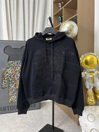 Burberry Hoodies & Sweatshirts Check-Lined Zip-Up Hoodie — 21