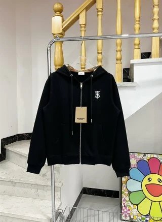 Burberry Hoodies & Sweatshirts Check-Lined Zip-Up Hoodie — 28