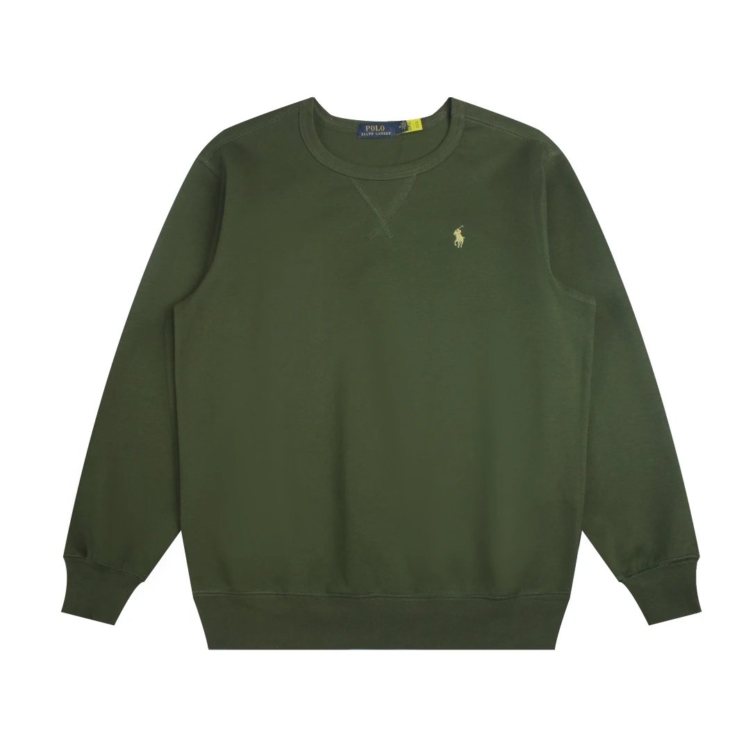 Classic Basic Small Logo Embroidered Crewneck Sweatshirt | Olive Green