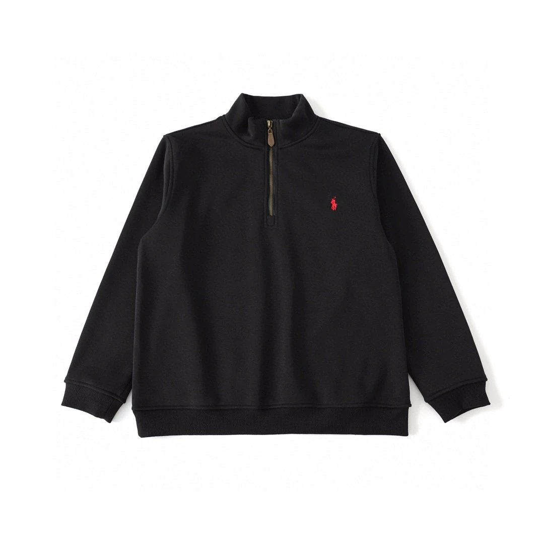 Half-Zip Pullover High-Neck Long Sleeve Knit Sweatshirt | Black