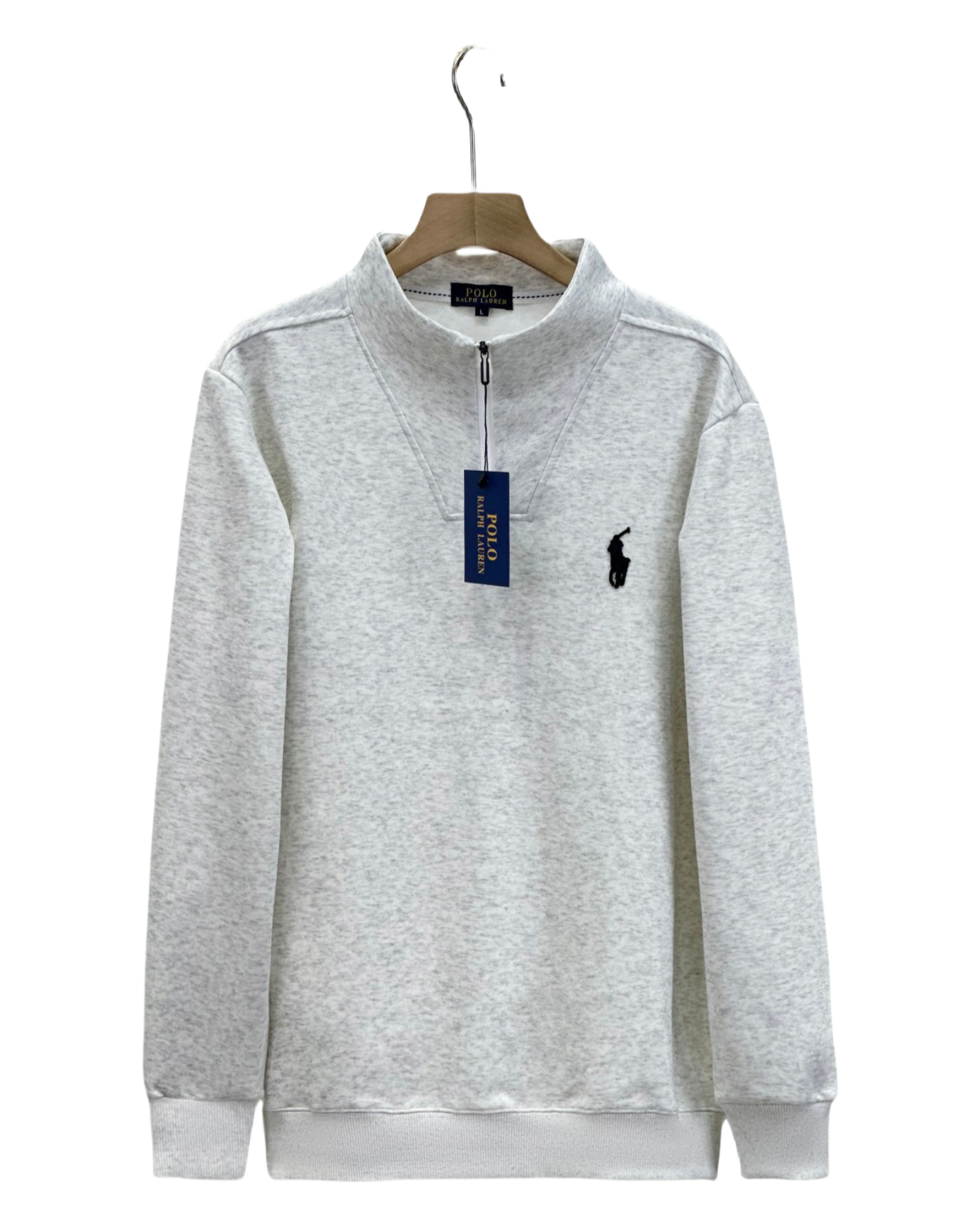 Half-Zip Pullover High-Neck Long Sleeve Knit Sweatshirt | Heather Gray