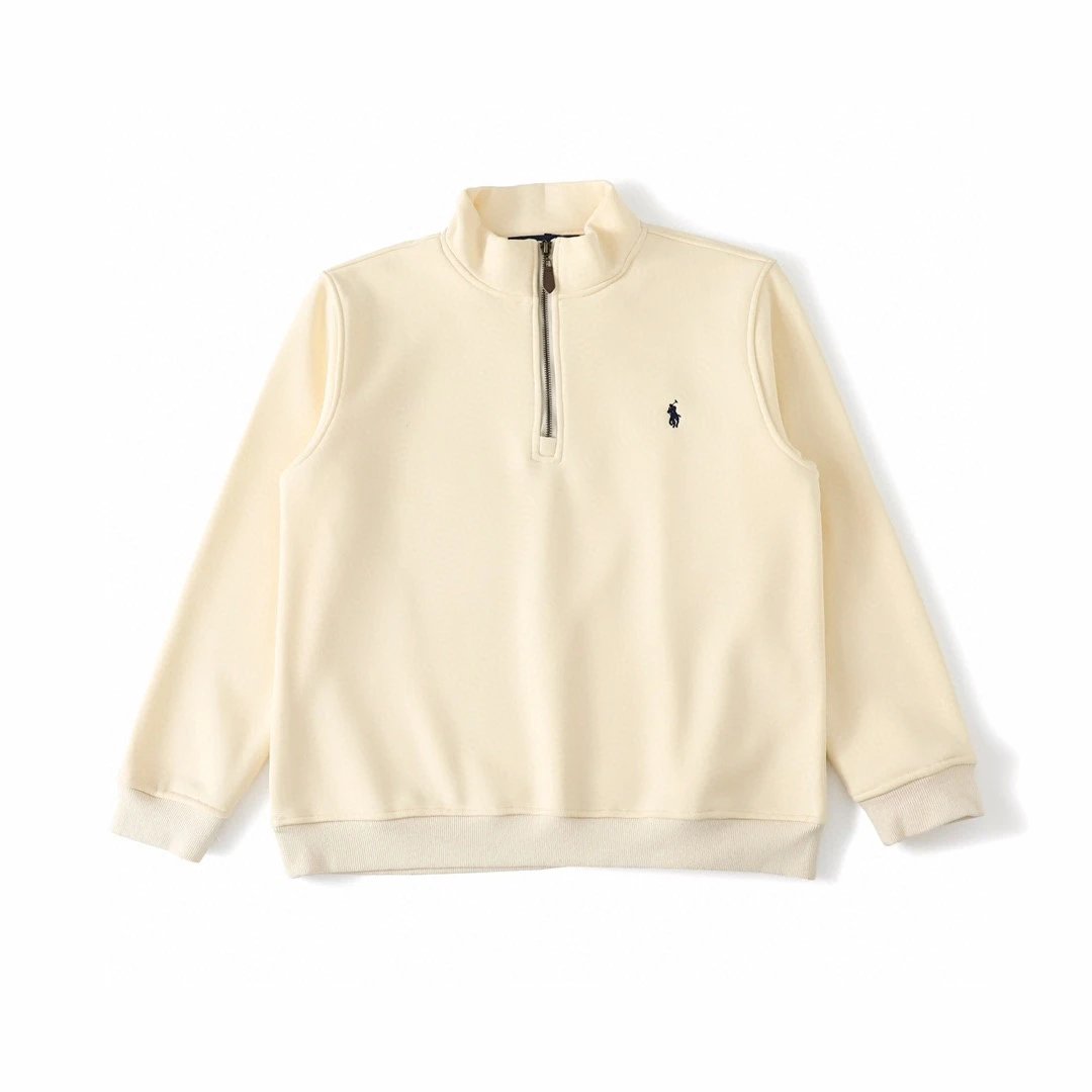 Half-Zip Pullover High-Neck Long Sleeve Knit Sweatshirt | Beige