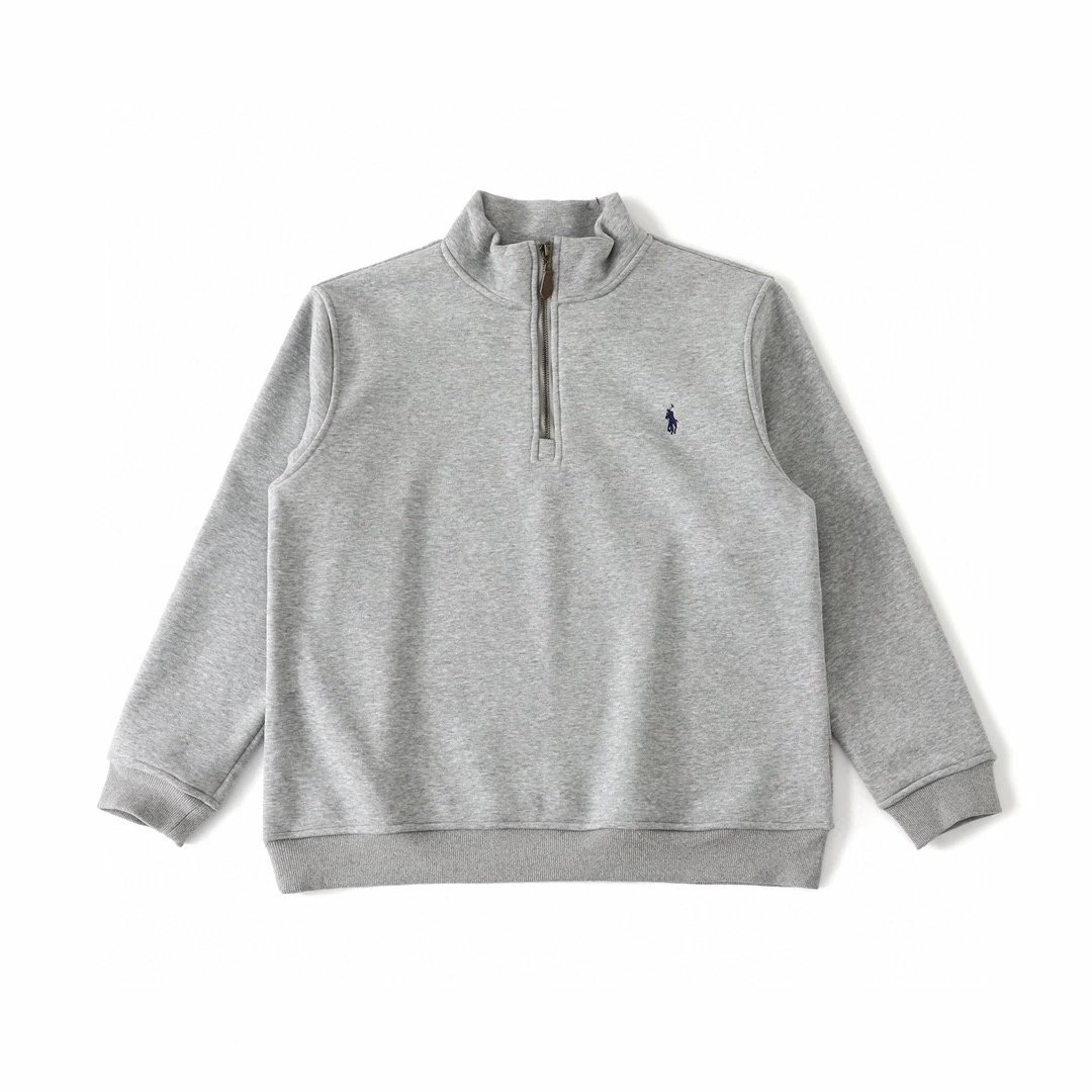 Half-Zip Pullover High-Neck Long Sleeve Knit Sweatshirt | Gray