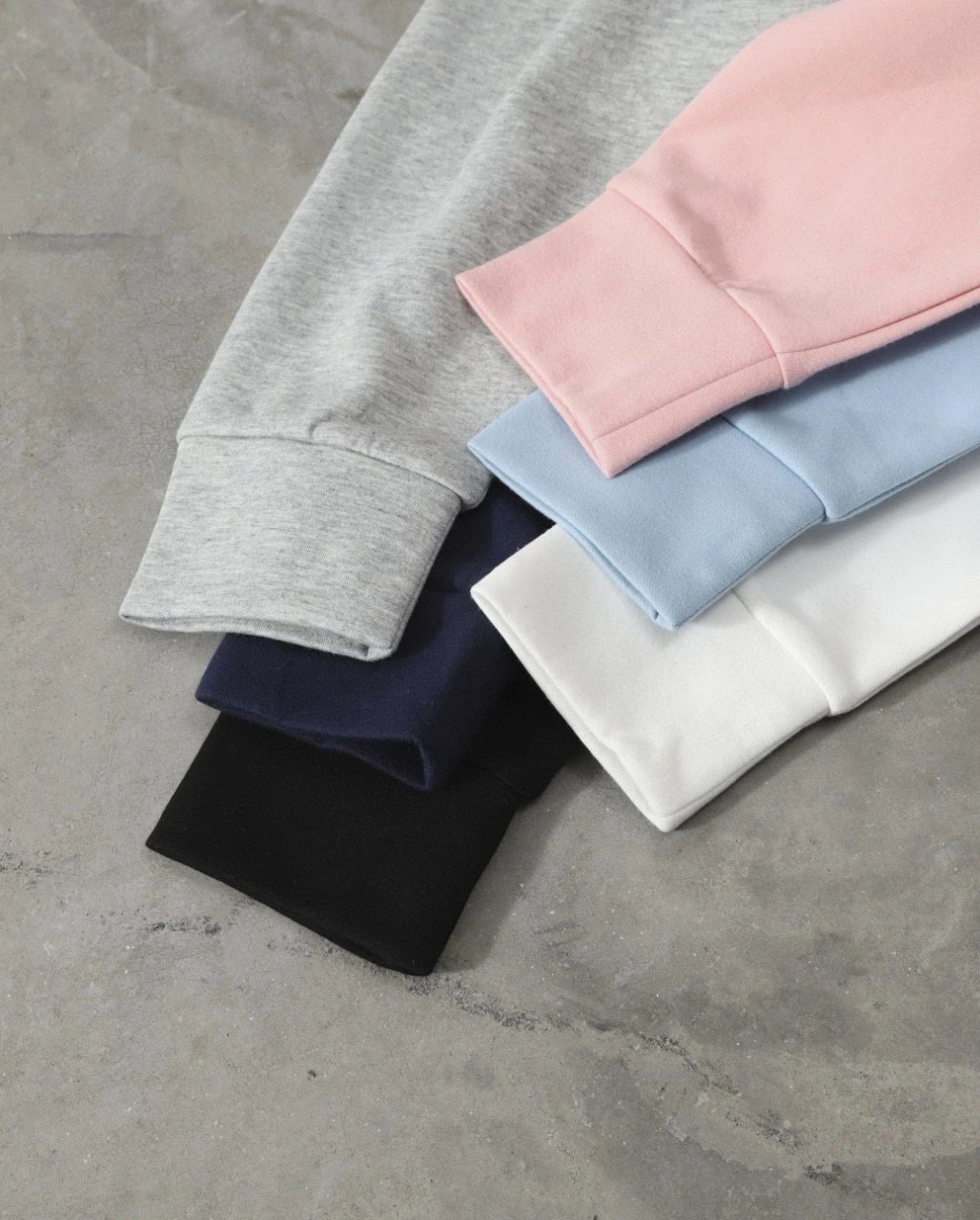 Basic Embroidered Logo Three Needle Five Thread Zipper Hoodie Set