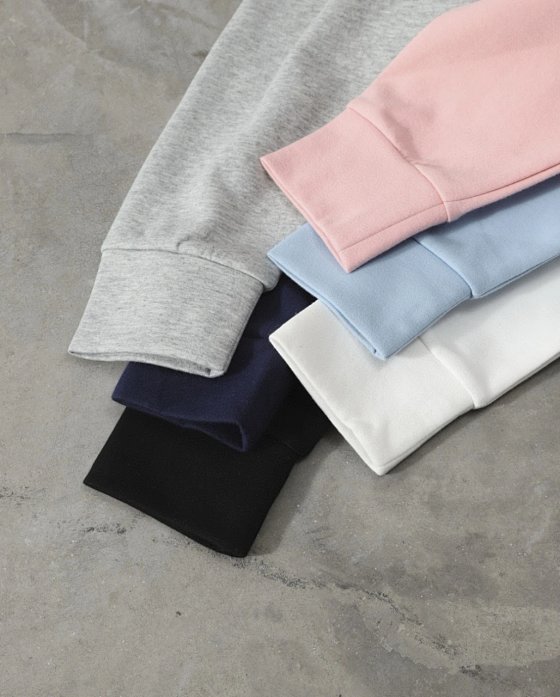Basic Embroidered Logo Three-Needle Five-Thread Zip Hoodie Set
