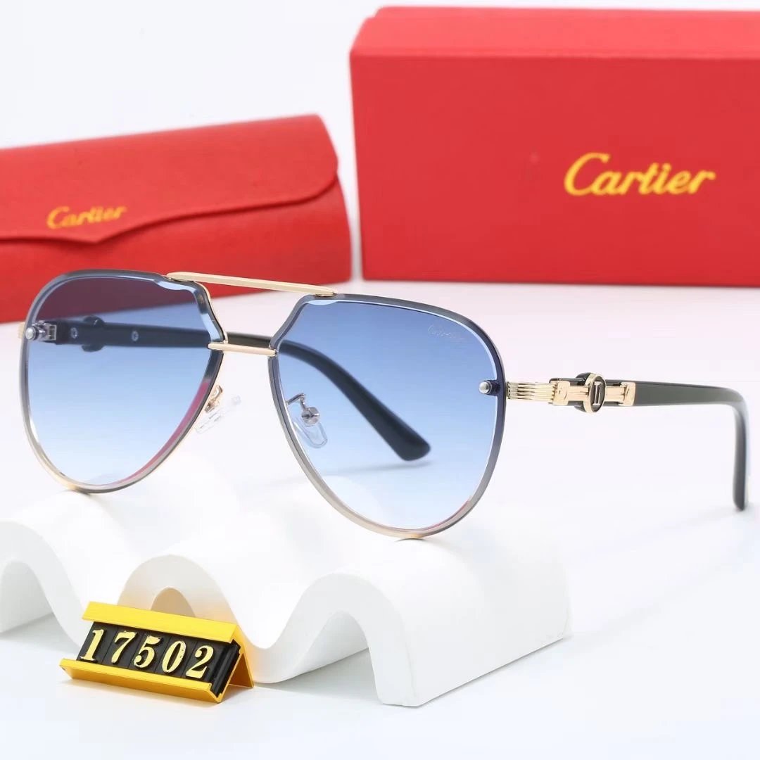 Cartier Santos de Cartier Rimless Sunglasses Gray Gradient Gold - 15