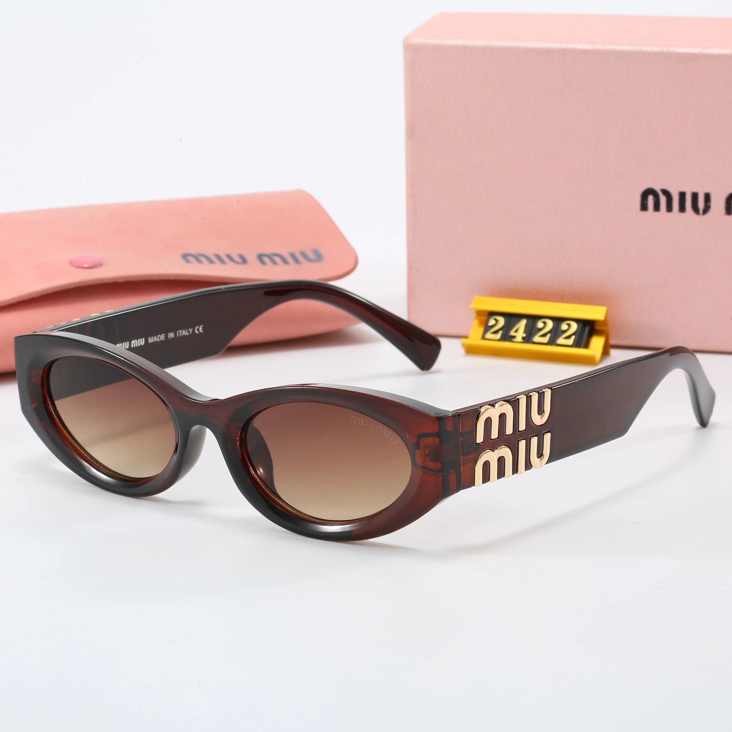 Miu Miu Round Rimless Sunglasses Tortoiseshell Gold Brown Gradient - 13