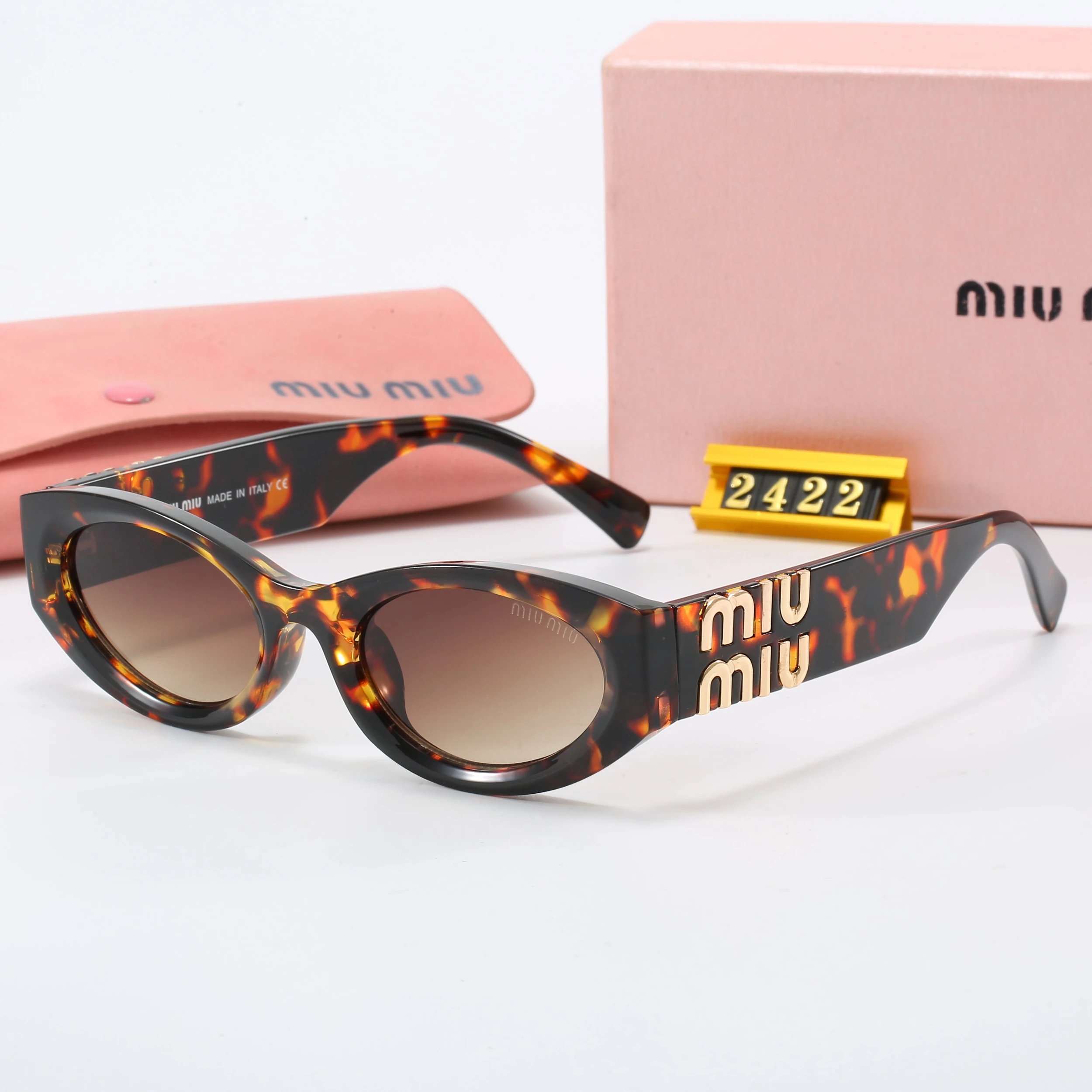 Miu Miu Round Rimless Sunglasses Tortoiseshell Gold Brown Gradient - 16