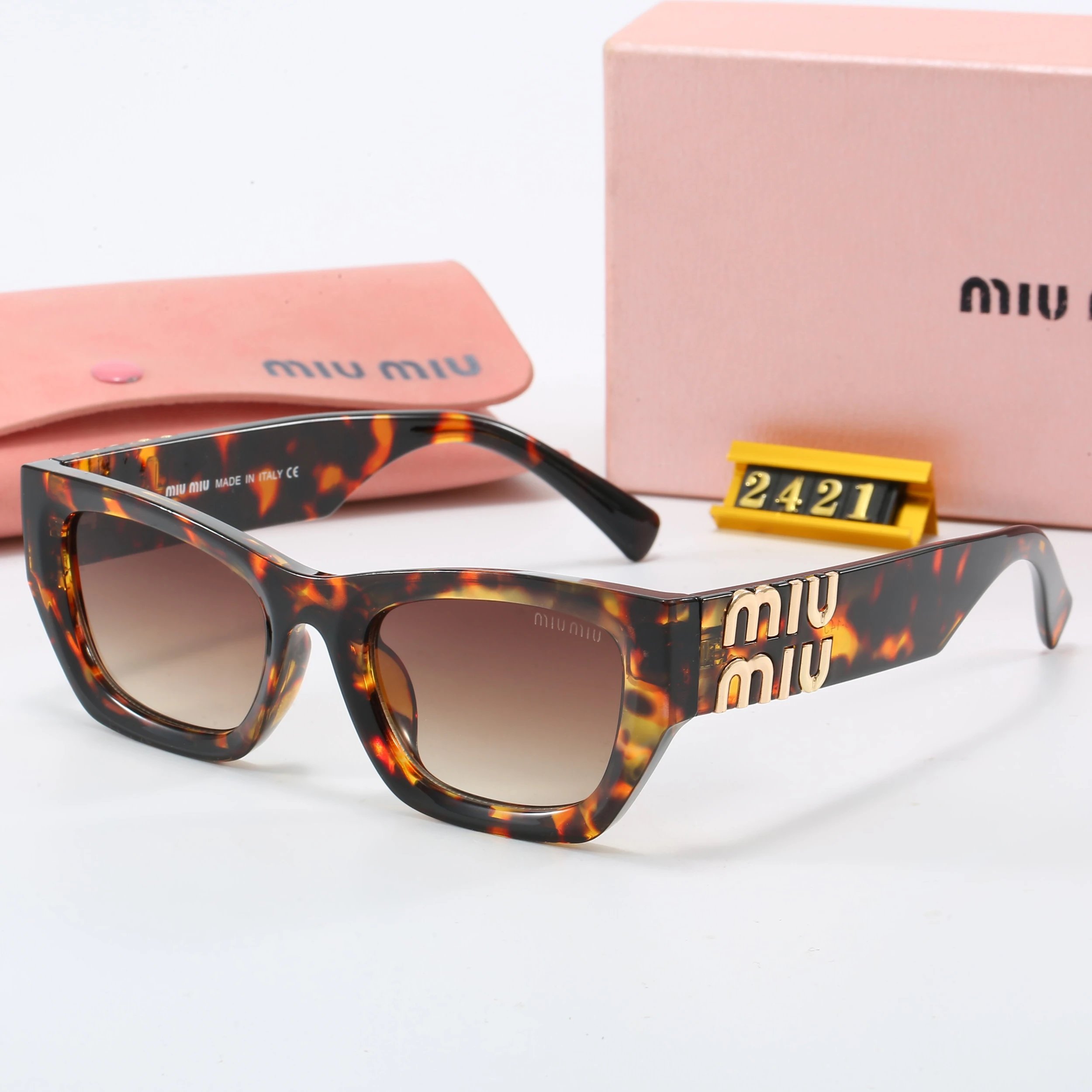Miu Miu Round Rimless Sunglasses Tortoiseshell Gold Brown Gradient - 20