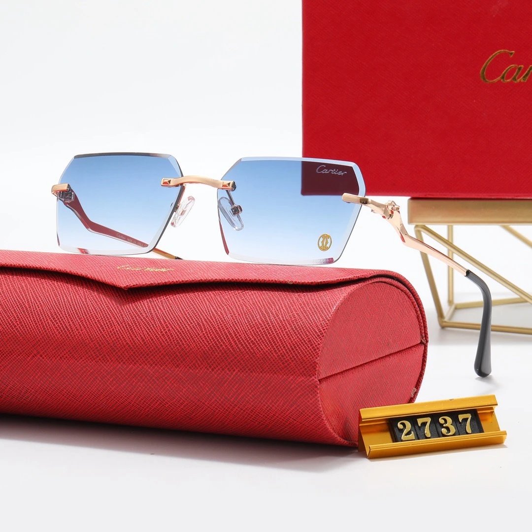 Cartier Sunglasses Blue Gradient Rimless Optical Glasses Eyewear - 12