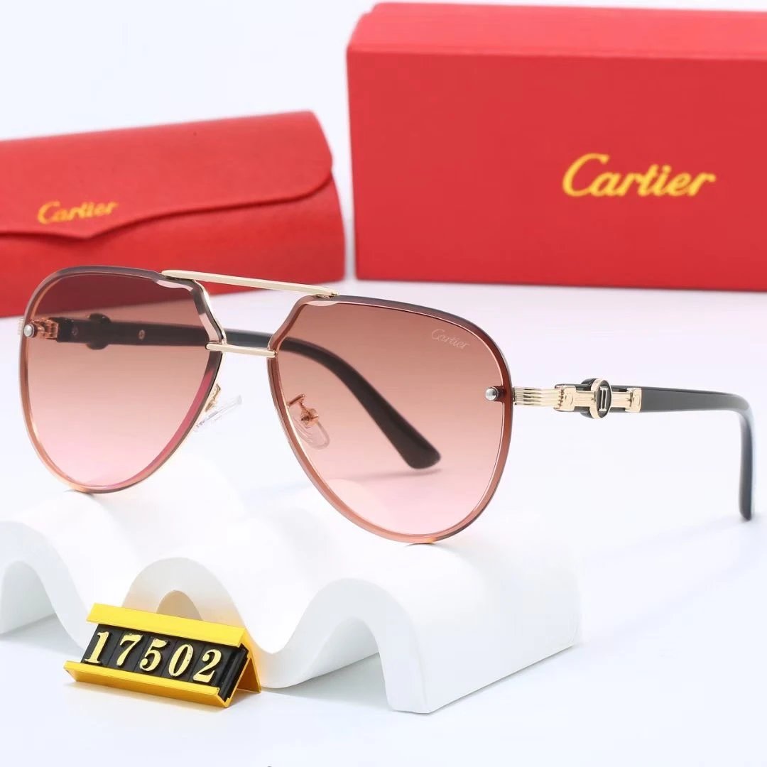 Cartier Santos de Cartier Rimless Sunglasses Gray Gradient Gold - 18