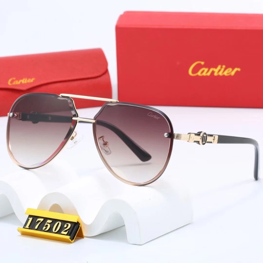 Cartier Santos de Cartier Rimless Sunglasses Gray Gradient Gold - 20