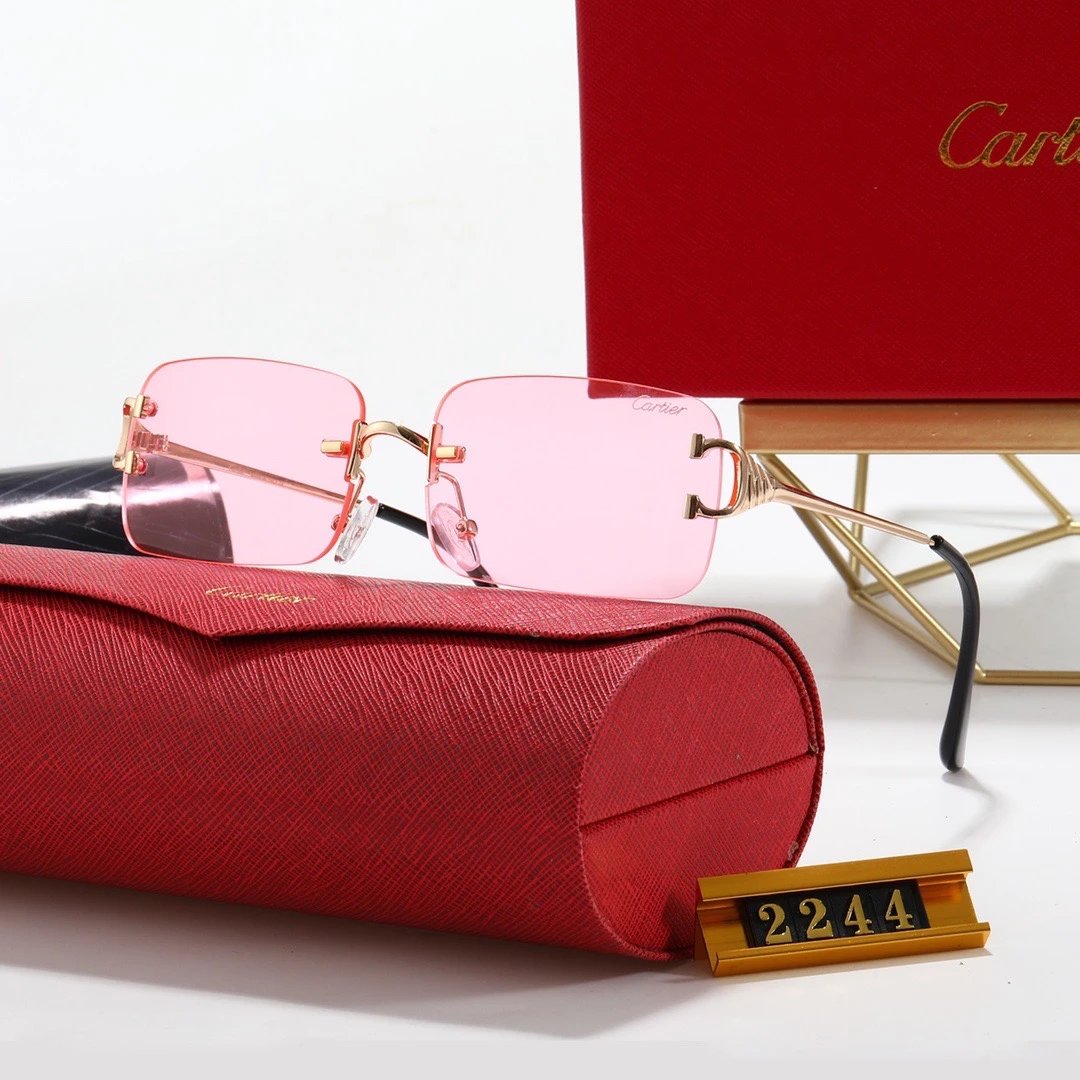 Cartier Santos de Cartier Rimless Sunglasses Gray Gradient Gold - 11