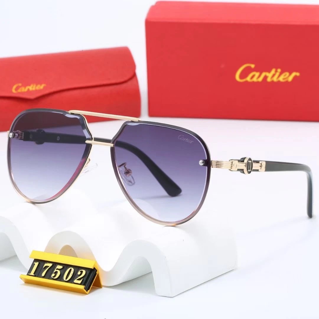 Cartier Santos de Cartier Rimless Sunglasses Gray Gradient Gold - 19
